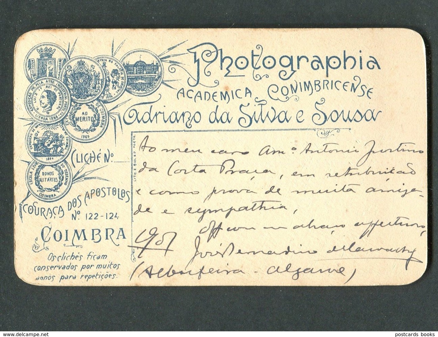 Fotografia ESTUDANTE De COIMBRA, Natural De ALBUFEIRA / Faro / Algarve. PHOTOGRAPHIA ACADEMICA CONIMBRICENSE Portugal - Anciennes (Av. 1900)
