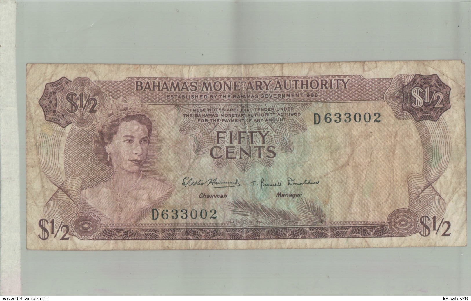 BILLET DE BANQUE  BAHAMAS MONETARY AUTORITY FIFTY CENTS- Sept  2019  Alb Bil - Bahamas