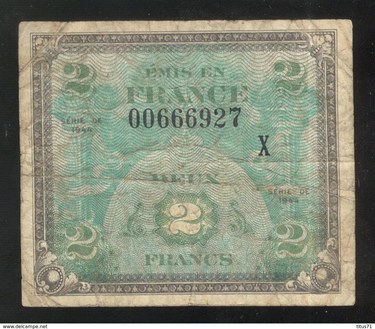 Billet 2 Francs Drapeau 1944 Série X - 1944 Vlag/Frankrijk