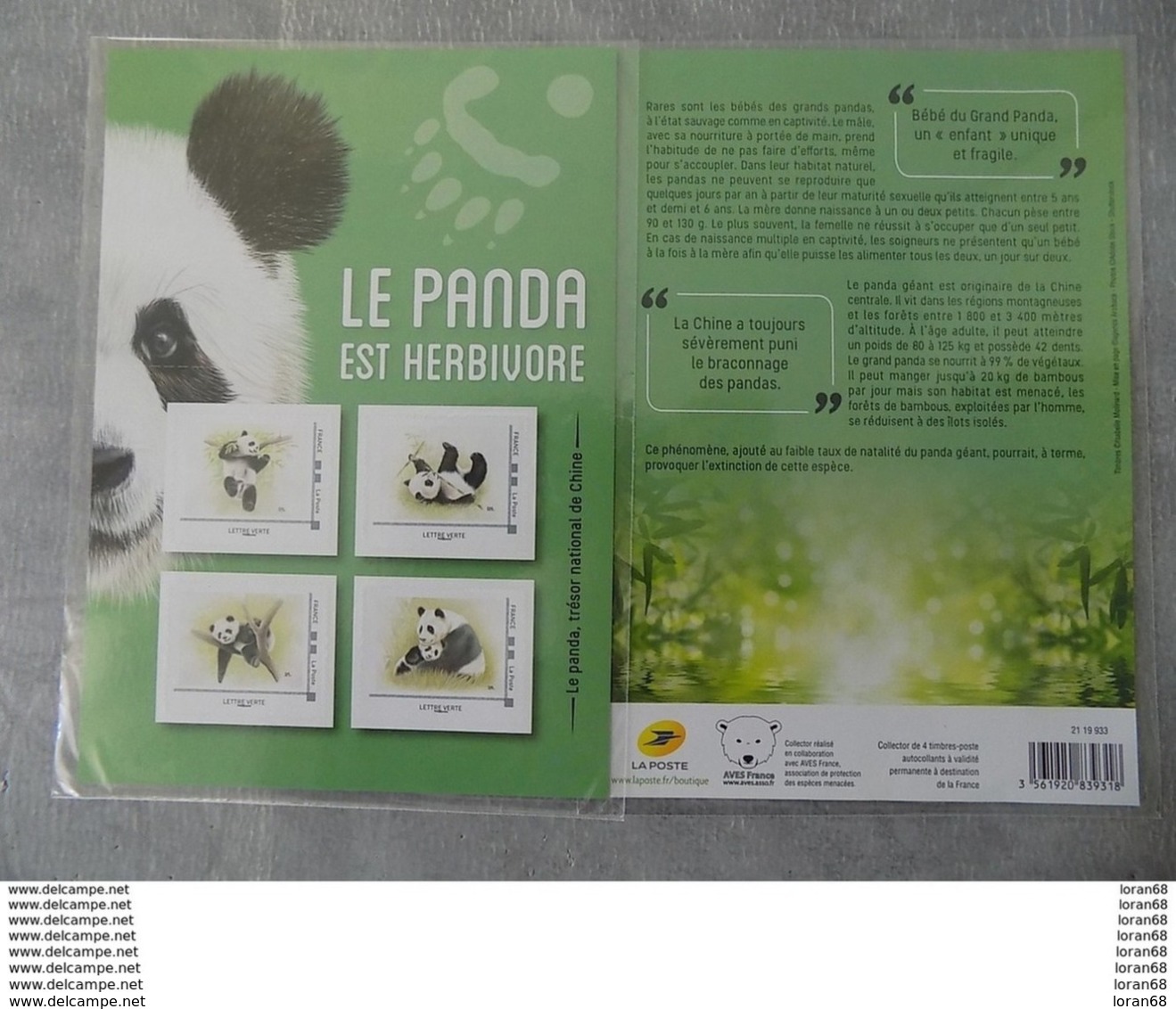 Collector Neuf (sous Blister) France 2019 : Le Panda (4 Timbres) Est Herbivore - Collectors