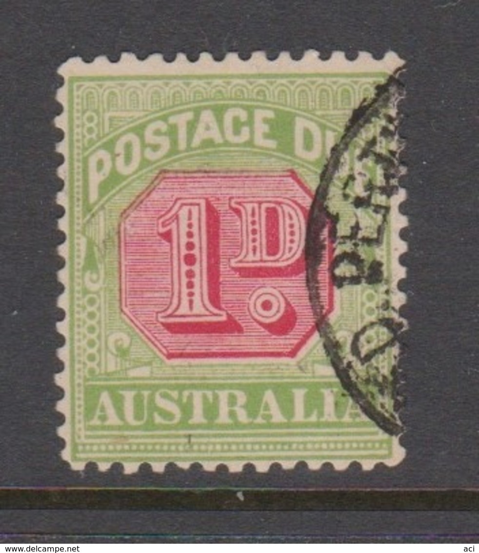 Australia D 64 1909-11 Postage Due One Penny Rosine And Yellow Green,used, - Segnatasse