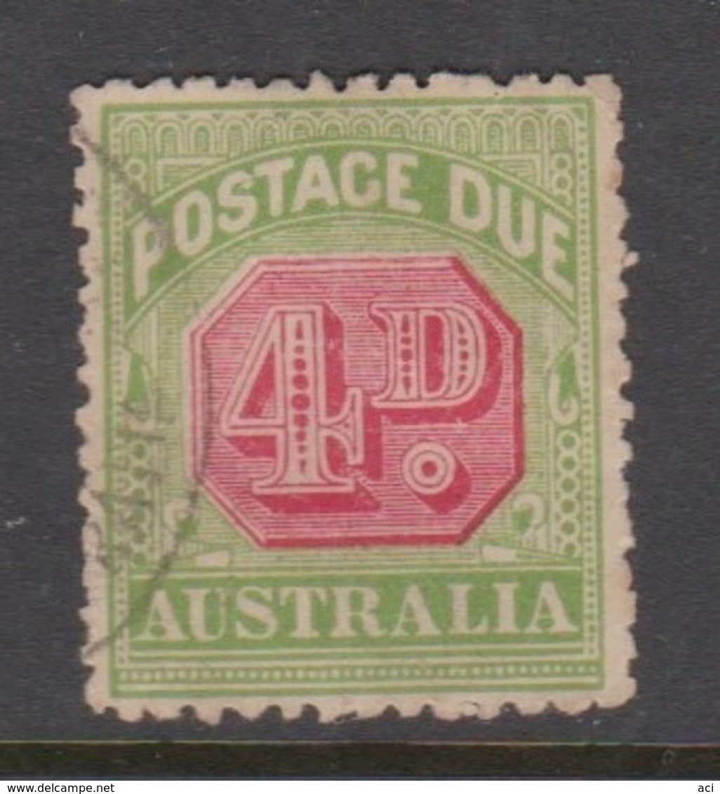 Australia D 67 1909-11 Postage Due 4d Rosine And Yellow Green,used, - Port Dû (Taxe)