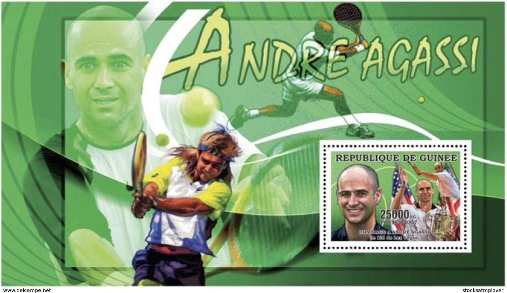 Guinea  2006 Andre Agassi. Tennis - Guinea (1958-...)