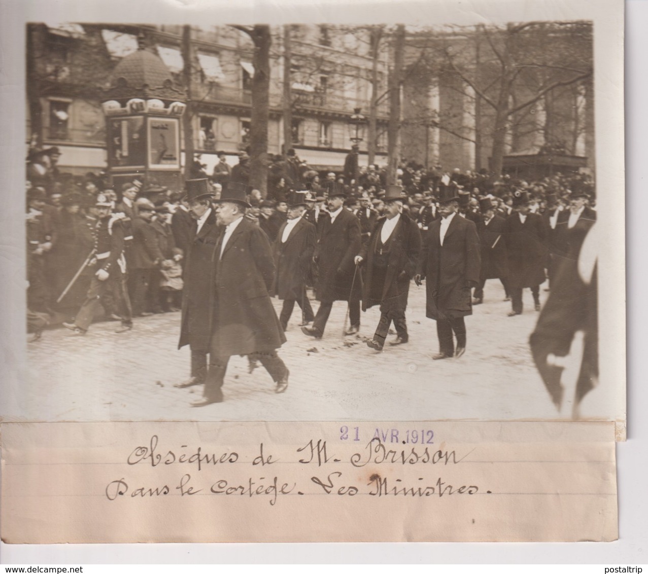 OBSÈQUES DE M BRISSON DANS LE CORTÈGE LES MINISTRES   18*13CM Maurice-Louis BRANGER PARÍS (1874-1950) - Personalidades Famosas