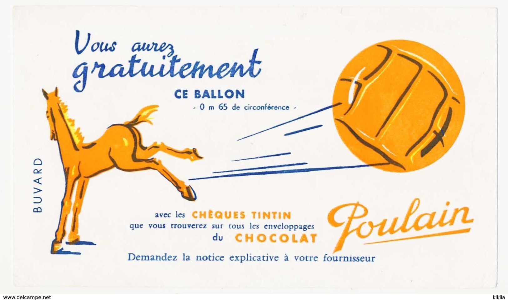 Buvard 21.7 X 12.6 Chocolat POULAIN   Foot-ball Ballon Obtenu Avec Les Chèques Tintin - Cocoa & Chocolat