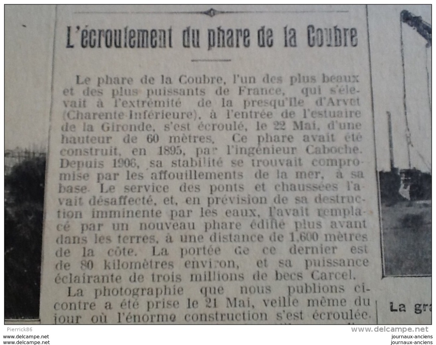 1907 RAID DU 54e D'INFANTERIE / OBSERVATOIRE DE MEUDON / CUIRASSÉ " VÉRITÉ " BORDEAUX / ÉCROULEMENT DU PHARE COUBRE