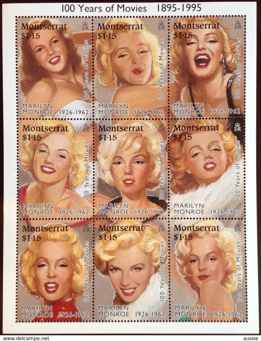 Montserrat 1995 Yvertnr. 844-852 *** MNH Cote 13,50 Euro Monroe Centenaire Du Cinéma - Montserrat