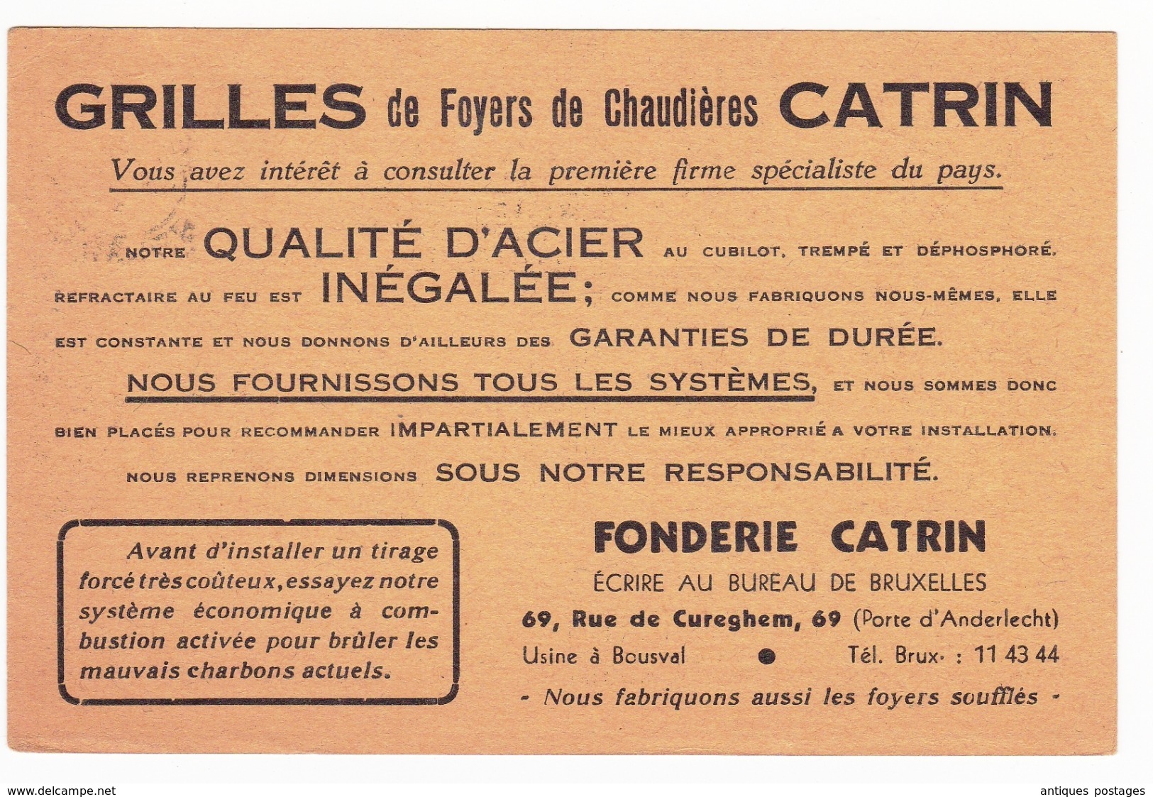 Grilles De Chaudières Fonderie Catrin Bruxelles 1947 Belgique - 1929-1937 Leone Araldico