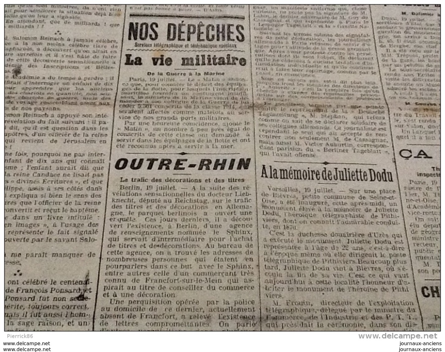 WW1 Quelques Jours Avant La Guerre 20 Juillet 1914 A VOIR / MÉMORIAL DE LA LOIRE / ROANNE / PROCÈS Mme CAILLAUX - Documents Historiques