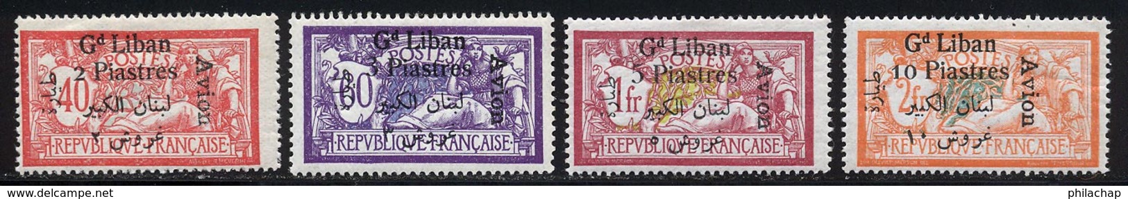 Grand Liban PA 1924 Yvert 5 / 8 * TB Charniere(s) - Luftpost