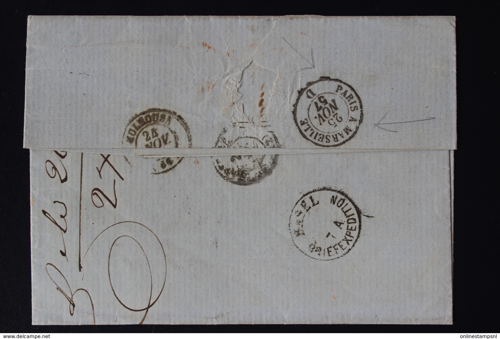 Switserland Complete Letter Zurich 1857 -> Marseille - ...-1845 Vorphilatelie