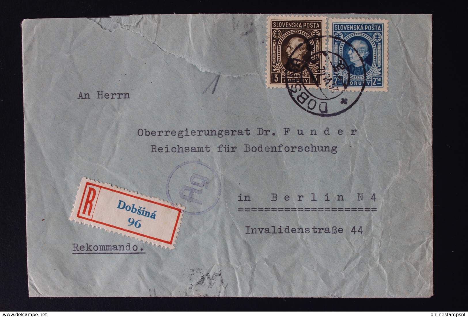 Slovakia Slowakei Registered Cover Dobsina Dobschau  Coburgwerke To Berlin  1942 Censored - Brieven En Documenten