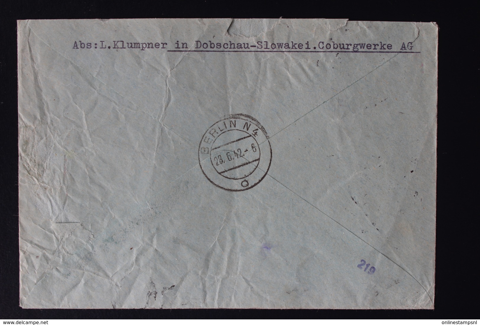 Slovakia Slowakei Registered Cover Dobsina Dobschau  Coburgwerke To Berlin  1942 Censored - Covers & Documents