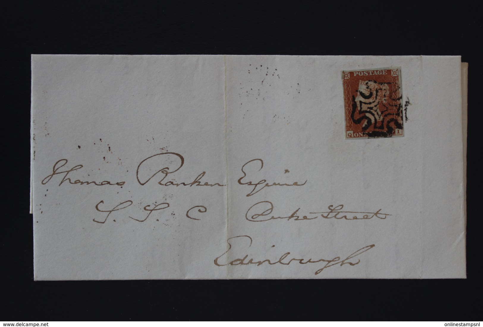 UK  Letter 1d Red Plate 24 QI  Cancelled By Maltese Cross Dunfermline To Edinburgh 1843 - Covers & Documents