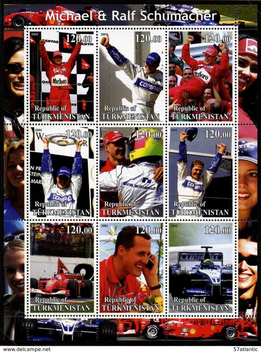 FORMULE 1 - FERRARI WILLIAMS SCHUMACHER - BLOC FEUILLET DE 9 VIGNETTES NEUVES ** - Automobile - F1