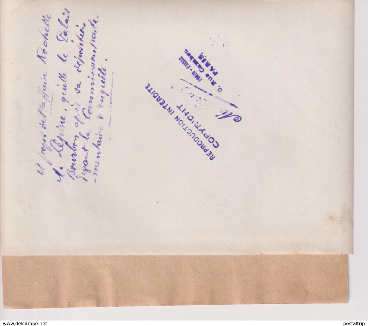 L'AFFAIRE ROCHETTE M LEPINE PALAIS BOURBON COMMISSION PARLEMENTAIRE   18*13CM Maurice-Louis BRANGER PARÍS (1874-1950) - Personalidades Famosas