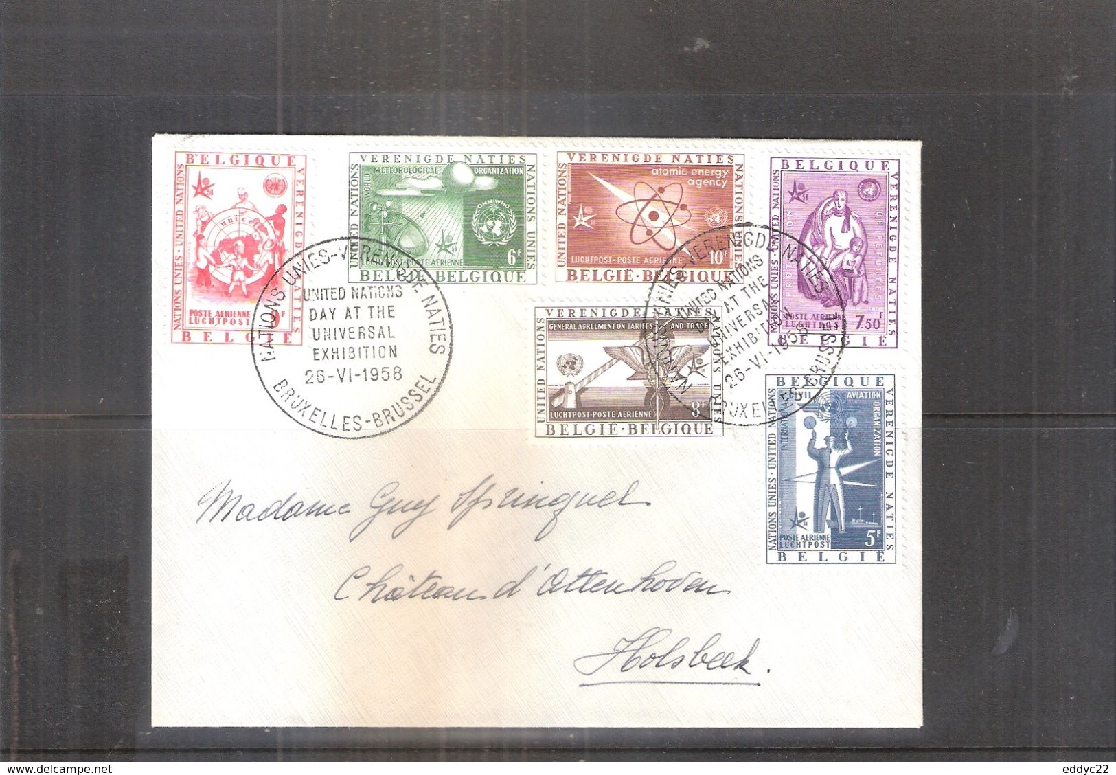 Expo 58 - Série Complète De Poste Aérienne  Sur Lettre Vers Château D'Attenhoven  (à Voir) - 1958 – Brüssel (Belgien)