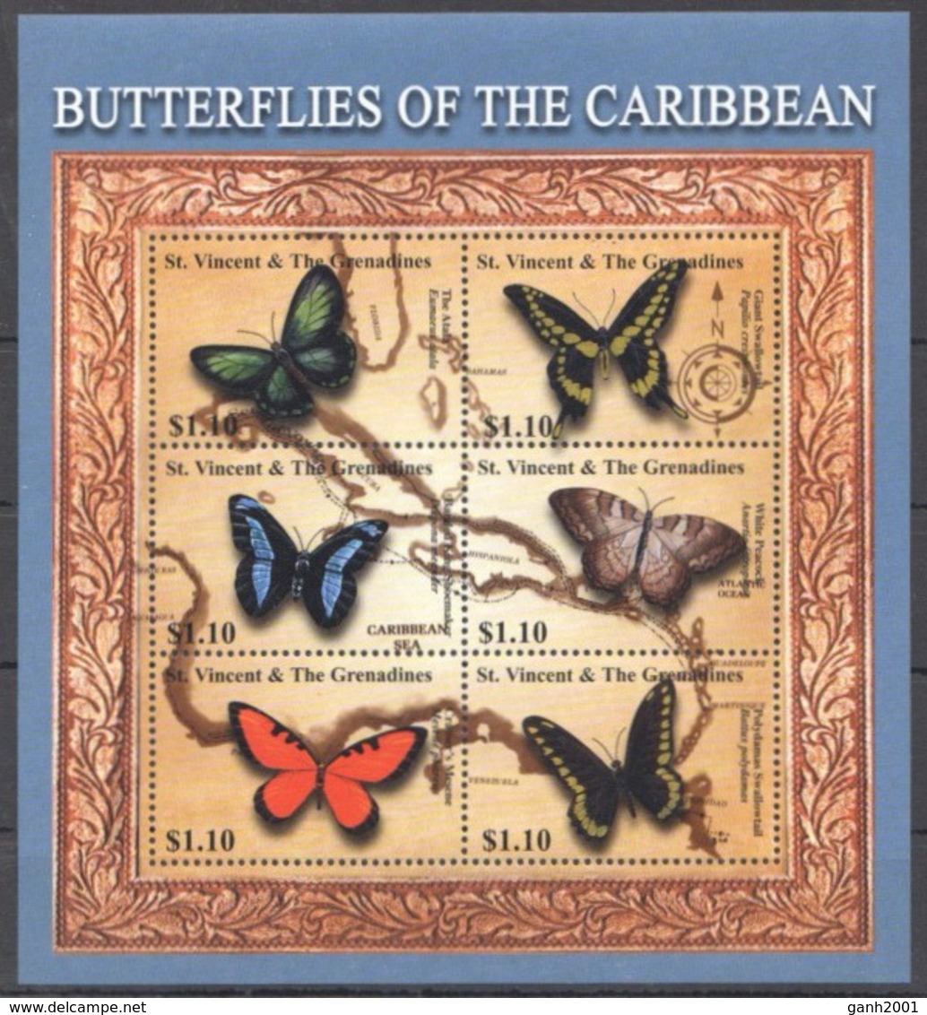 St. Vincent Grenadines 2001 / Butterflies MNH Mariposas Papillons Schmetterlinge / Cu2907  36-24 - Schmetterlinge