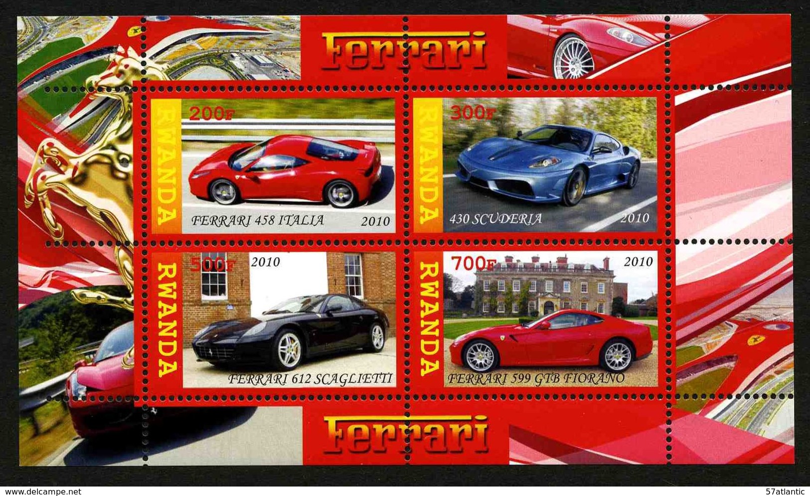 AUTOMOBILES FERRARI - BLOC FEUILLET DE 4 VIGNETTES NEUVES ** - KFZ