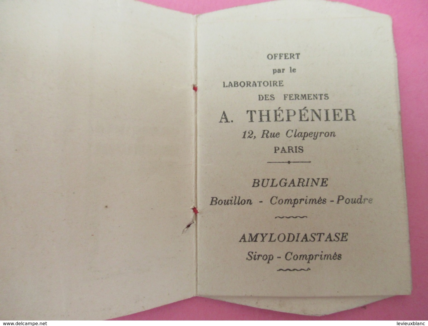 Pt Calendrier De Poche / Offert  Par Le  Laboratoire  Thépénier/Rue Capeyron, Paris/Amylodiastase/1914       CAL453 - Altri & Non Classificati