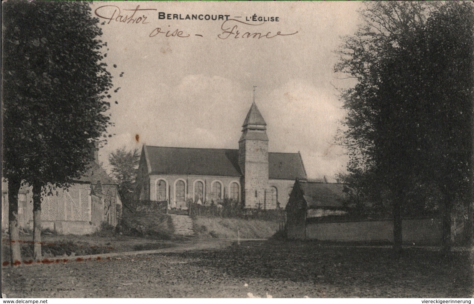 ! [60] Cpa Berlancourt, Eglise, 1915, Feldpost, 1. Weltkrieg , 7. Reserve Div., - Autres & Non Classés