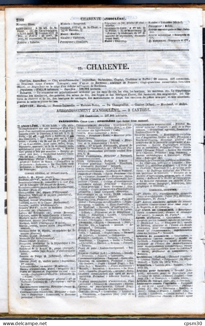 ANNUAIRE - 16 - Département Charente - Année 1876 - édition Didot-Bottin - 14 Pages - Telephone Directories