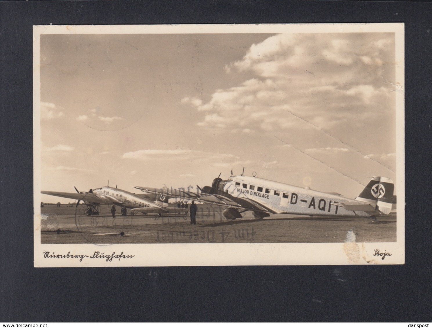 Dt. Reich AK Nürnberg Flughafen Lufthansa Maior Dinklage Mit Zeppelin Gelaufen - 1919-1938