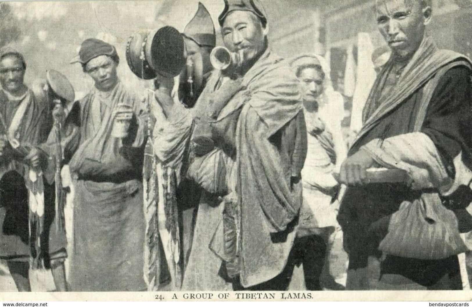 Tibet Thibet, Group Of Tibetan Lamas With Drums (1910s) Burlington Smith (1) - Tibet