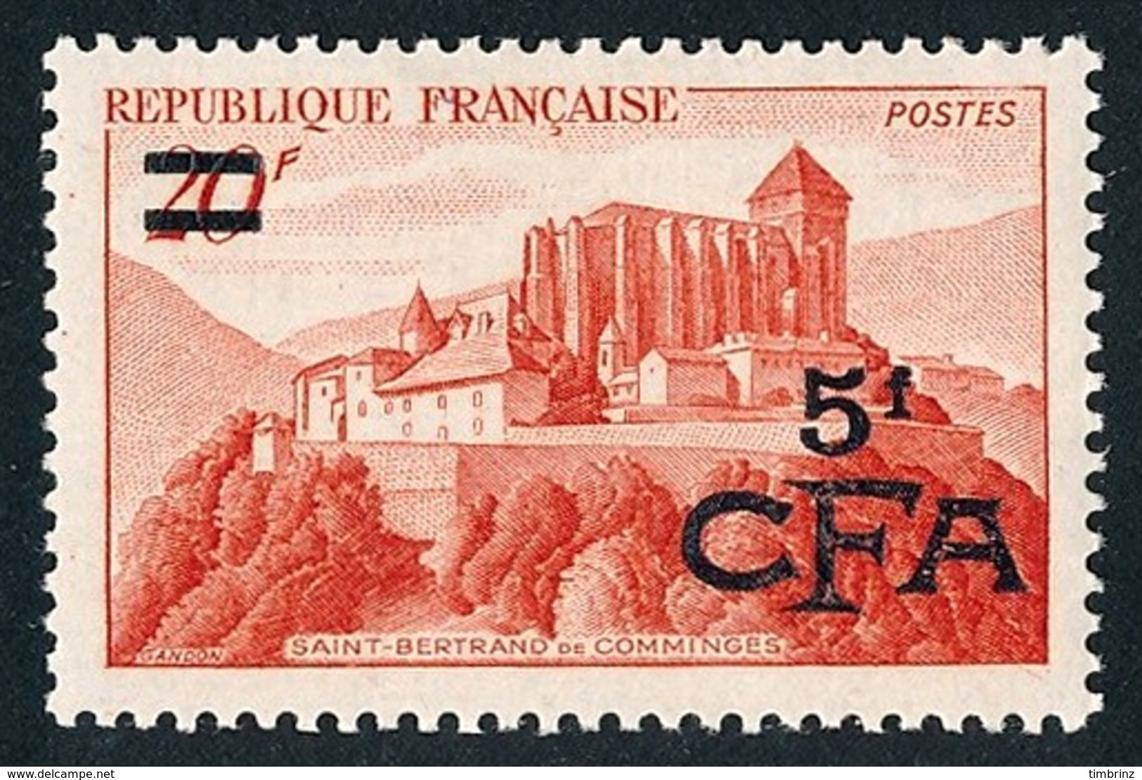 REUNION 1949-52 - Yv. 298 (=FR 841A + Surch) **   Cote= 12,00 EUR - Saint-Bertrand-de-Comminges  ..Réf.FRA29042 - Ungebraucht