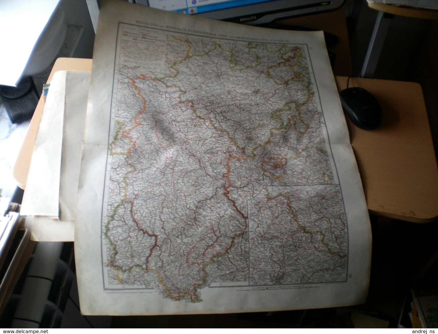 Rheinland Und Westfalen Furstentumer Lippe Und Grossherzogtum Lu Volks Und Fanilien Atlas A Schober Leipzig 1901 Big Map - Geographical Maps