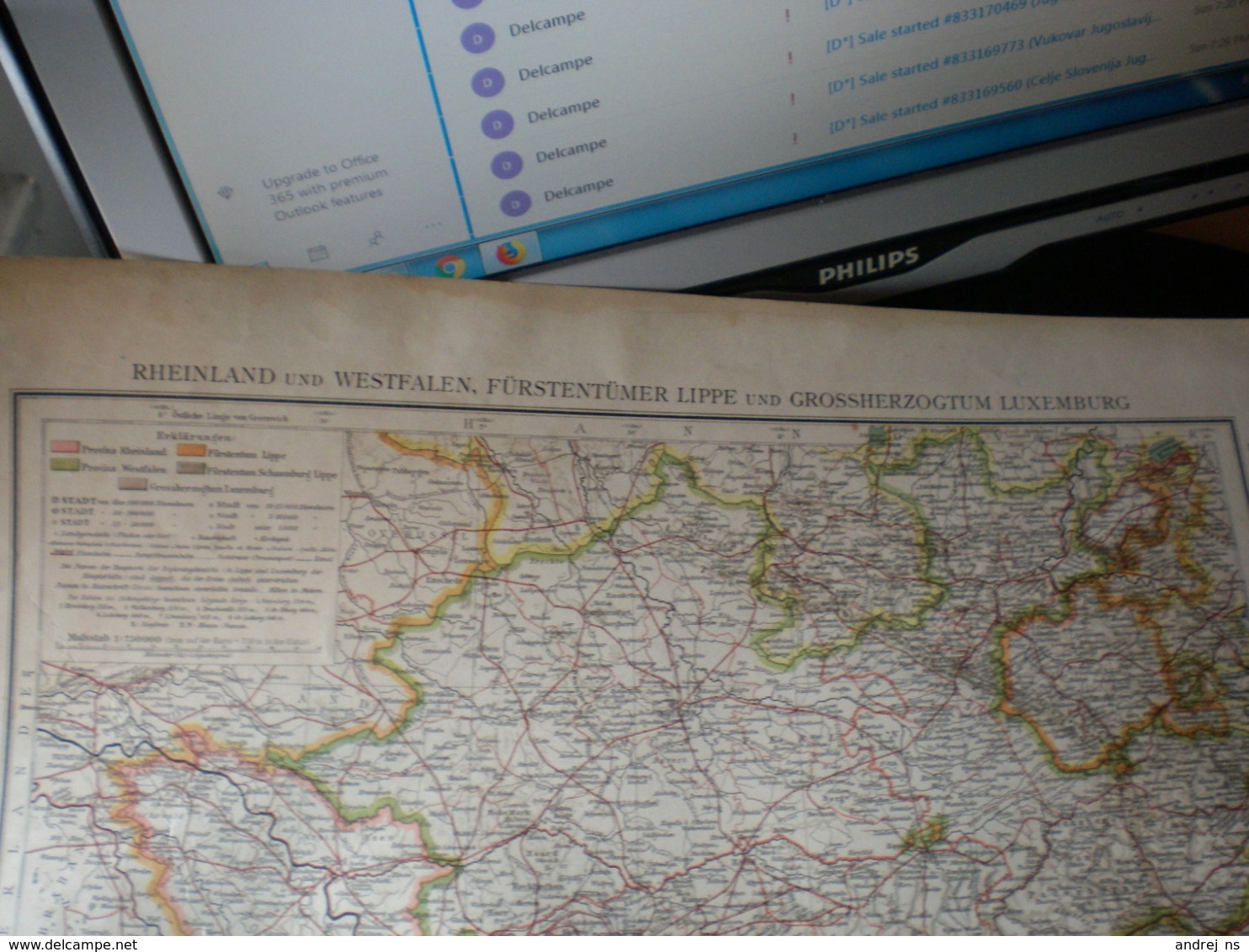 Rheinland Und Westfalen Furstentumer Lippe Und Grossherzogtum Lu Volks Und Fanilien Atlas A Schober Leipzig 1901 Big Map - Geographical Maps