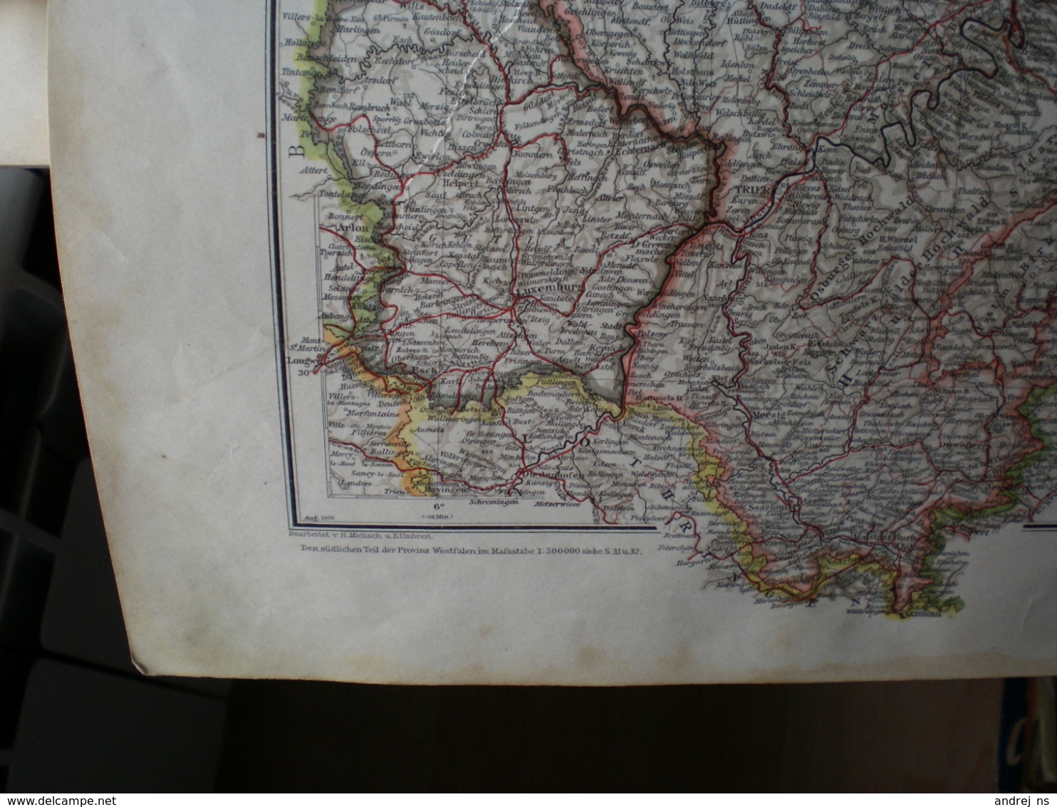 Rheinland Und Westfalen Furstentumer Lippe Und Grossherzogtum Lu Volks Und Fanilien Atlas A Schober Leipzig 1901 Big Map - Geographical Maps