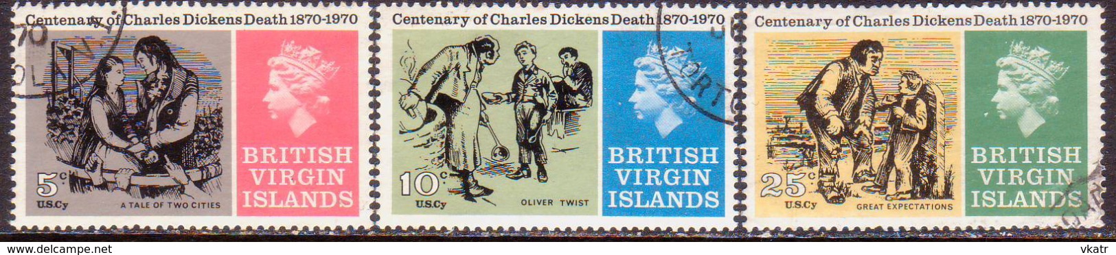 BRITISH VIRGIN ISLANDS 1970 SG 257-59 Compl.set Used Charles Dckens - British Virgin Islands