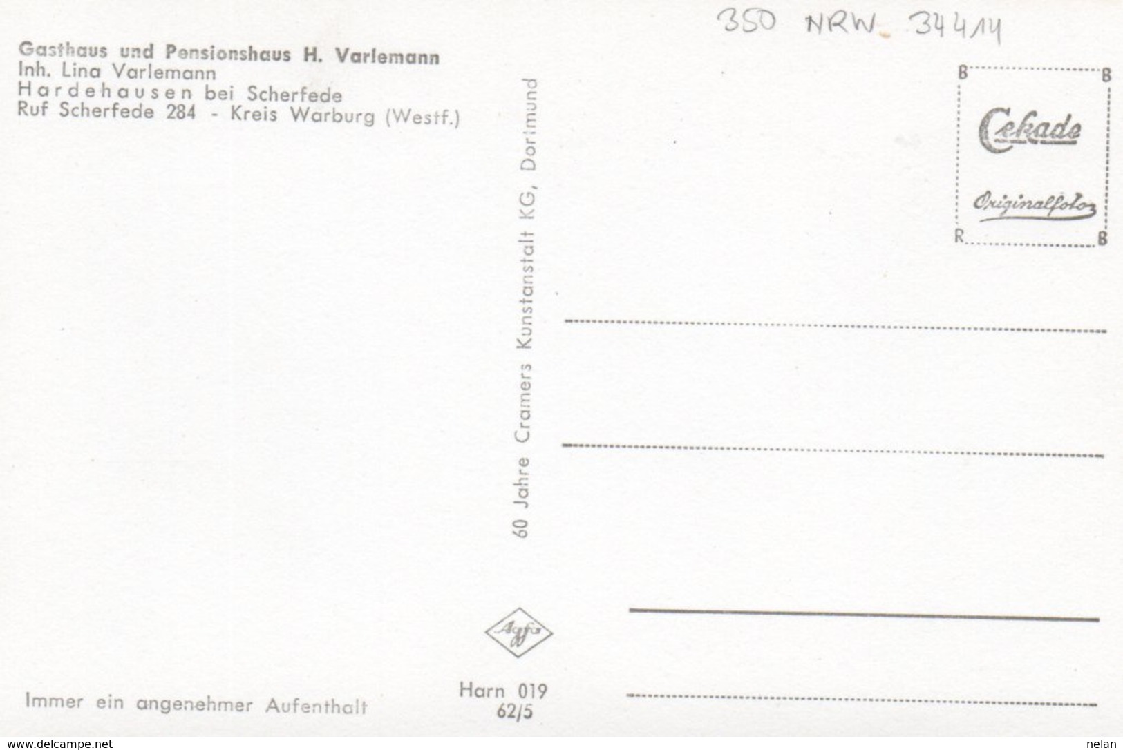 FISCHTEICH-GASTHAUS UND PENSIONHAUS H. VARLEMANN-NON VIAGGIATA  -REAL PHOTO - Warburg