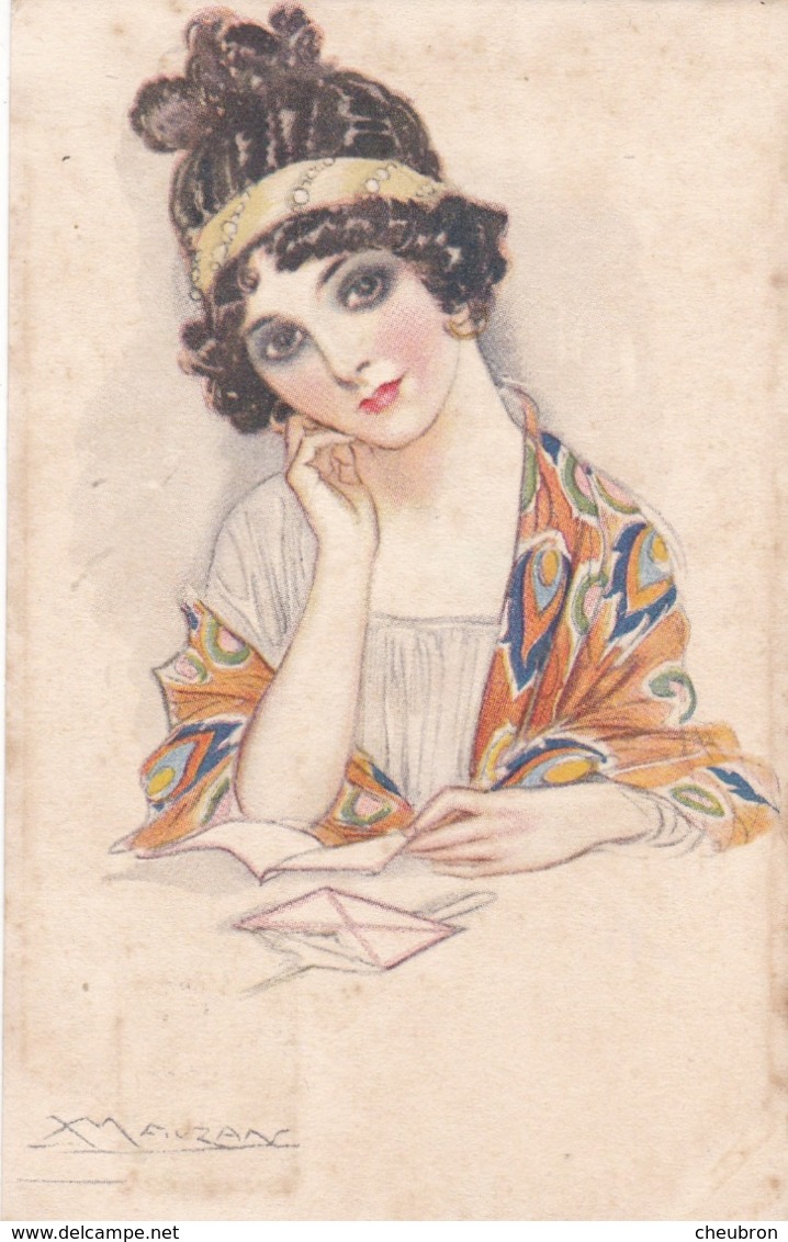 CARTE FANTAISIE. CPA. RARETE. ILLUSTRATION MAUZAN. FEMME DEVANT SON COURRIER - Mauzan, L.A.