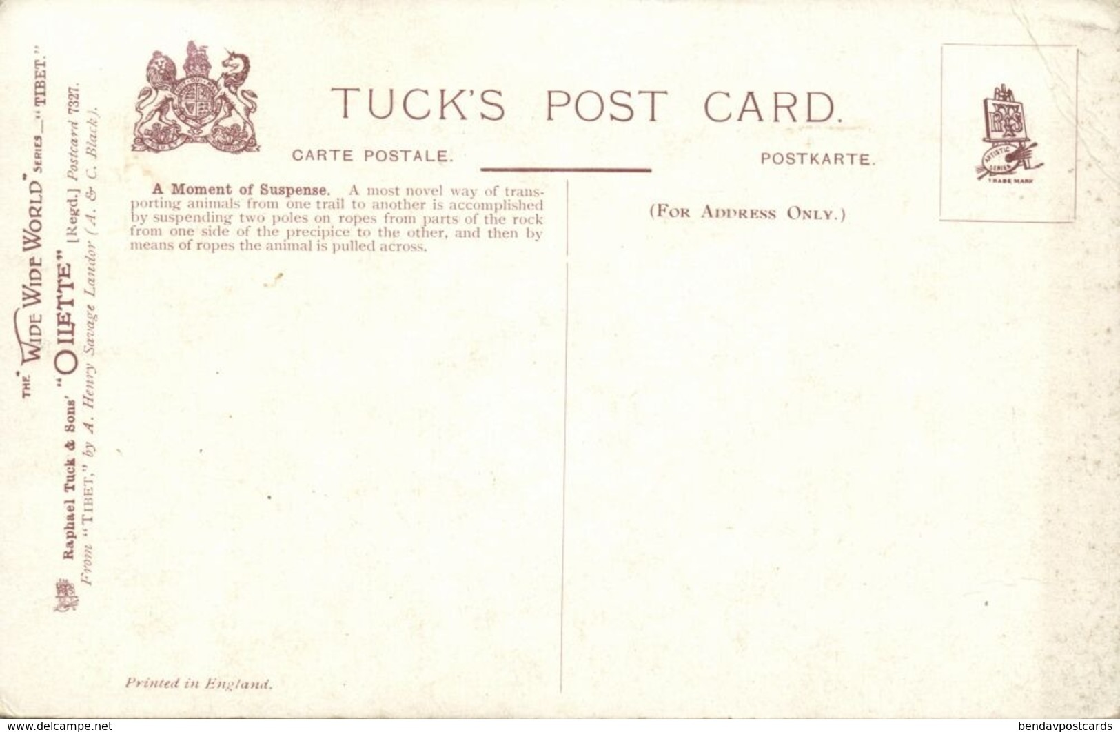 Tibet Thibet, Moment Of Suspense (1910s) Tuck Oilette Postcard - Tibet