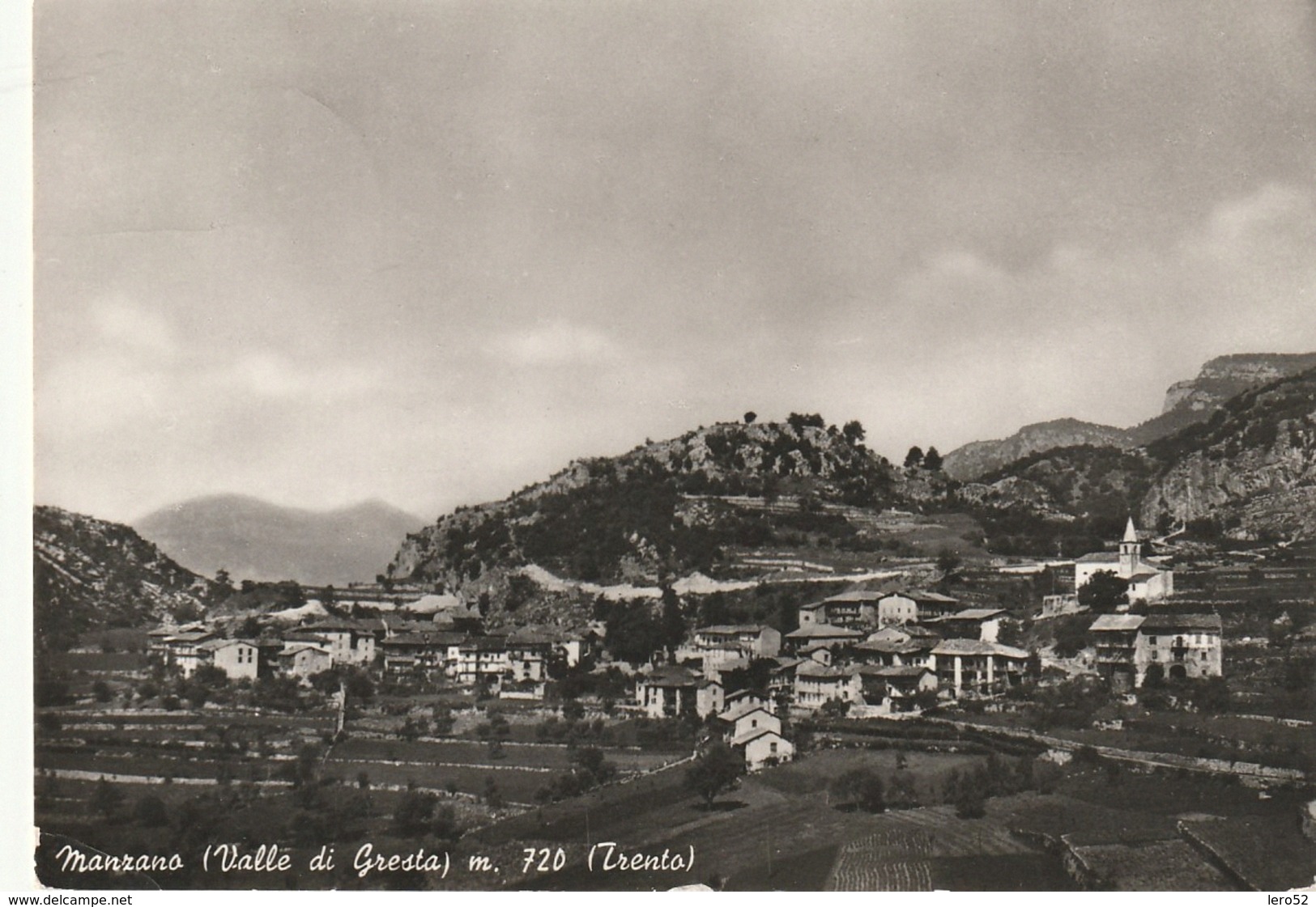 VAL DI GRESTA MANZANO VEDUTA PANORAMICA ANNO 1954 VIAGGIATA - Trento