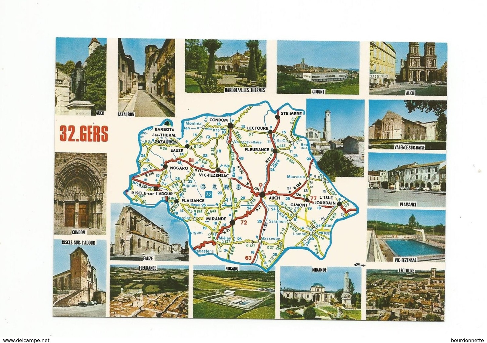 32-Carte Contour Géographique Du Département De GERS - Cartes Géographiques