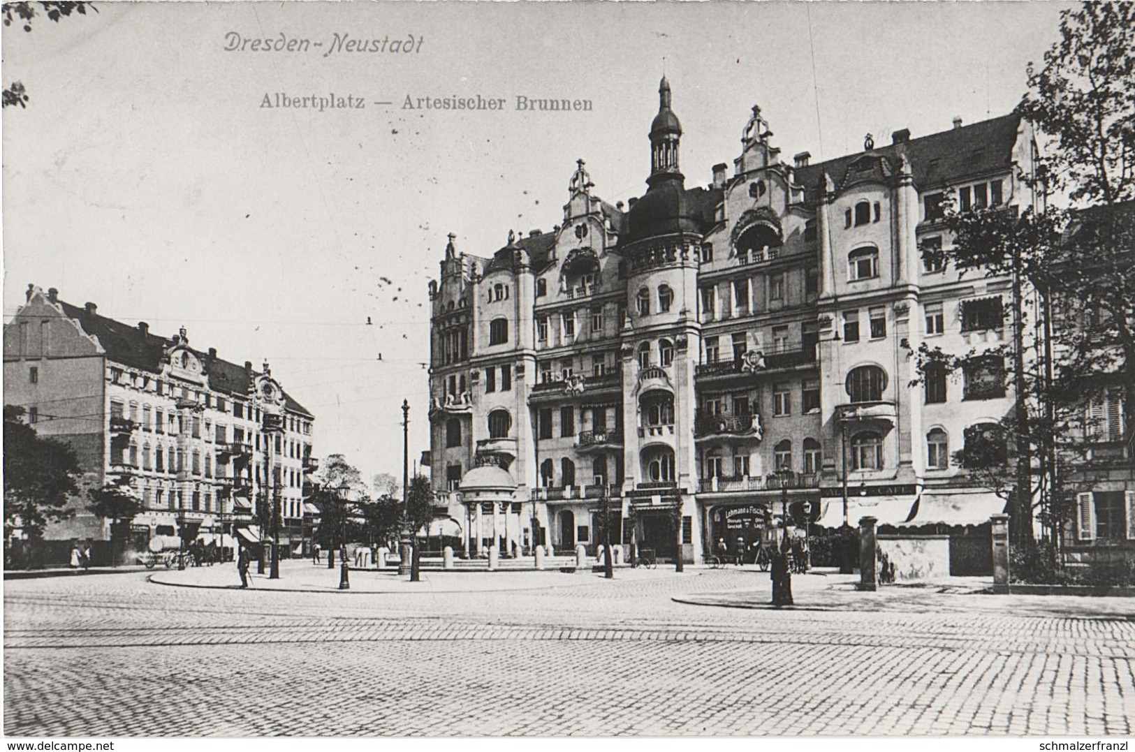 Repro Foto Dresden Neustadt Albertplatz Artesischer Brunnen Albert Cafe Eck Deutsche Bank Königsbrücker Bautzener Straße - Sonstige & Ohne Zuordnung