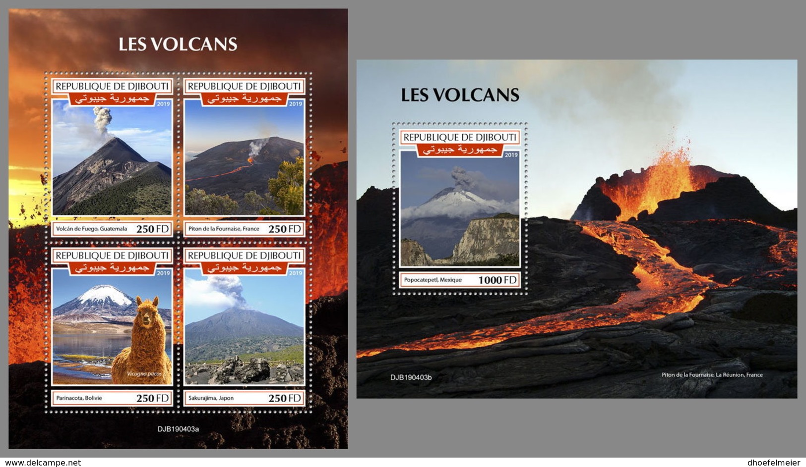 DJIBOUTI 2019 MNH Volcanoes Vulkane Volcans M/S+S/S - OFFICIAL ISSUE - DH1935 - Volcans