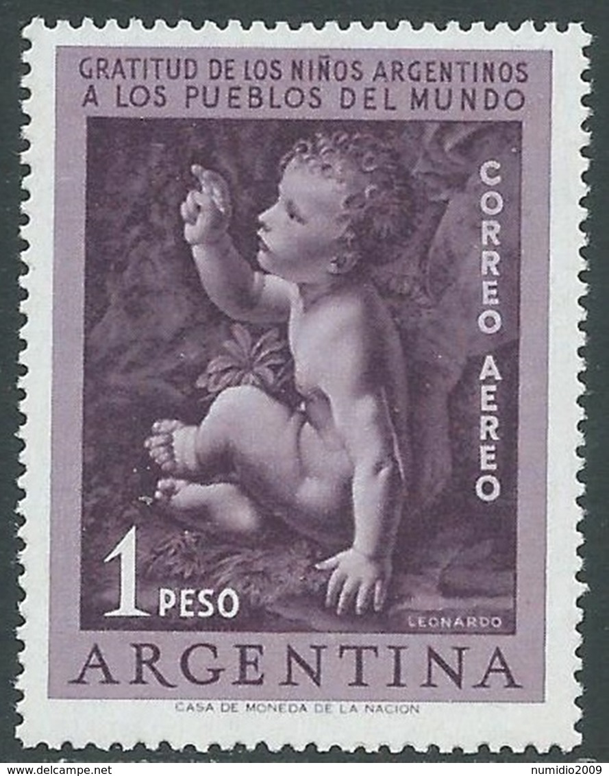 1956 ARGENTINA POSTA AEREA QUADRO LEONARDO DA VINCI MNH ** - UR42-9 - Nuevos