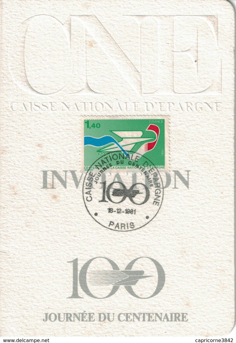 1981 - Centenaire De La Caisse D'Epargne - Tp 2165 - Carte Invitation De Mr MEXANDEAU Ministre Des PTT Pour Célébration - Tijdelijke Stempels