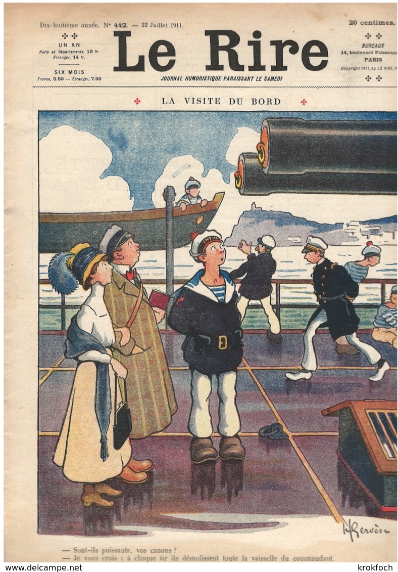 Le Rire 22.07.1911 - Gervèse Marine - Roubille Delaw - Nombreuses Publicités - 23 X 31 Cm - 1900 - 1949