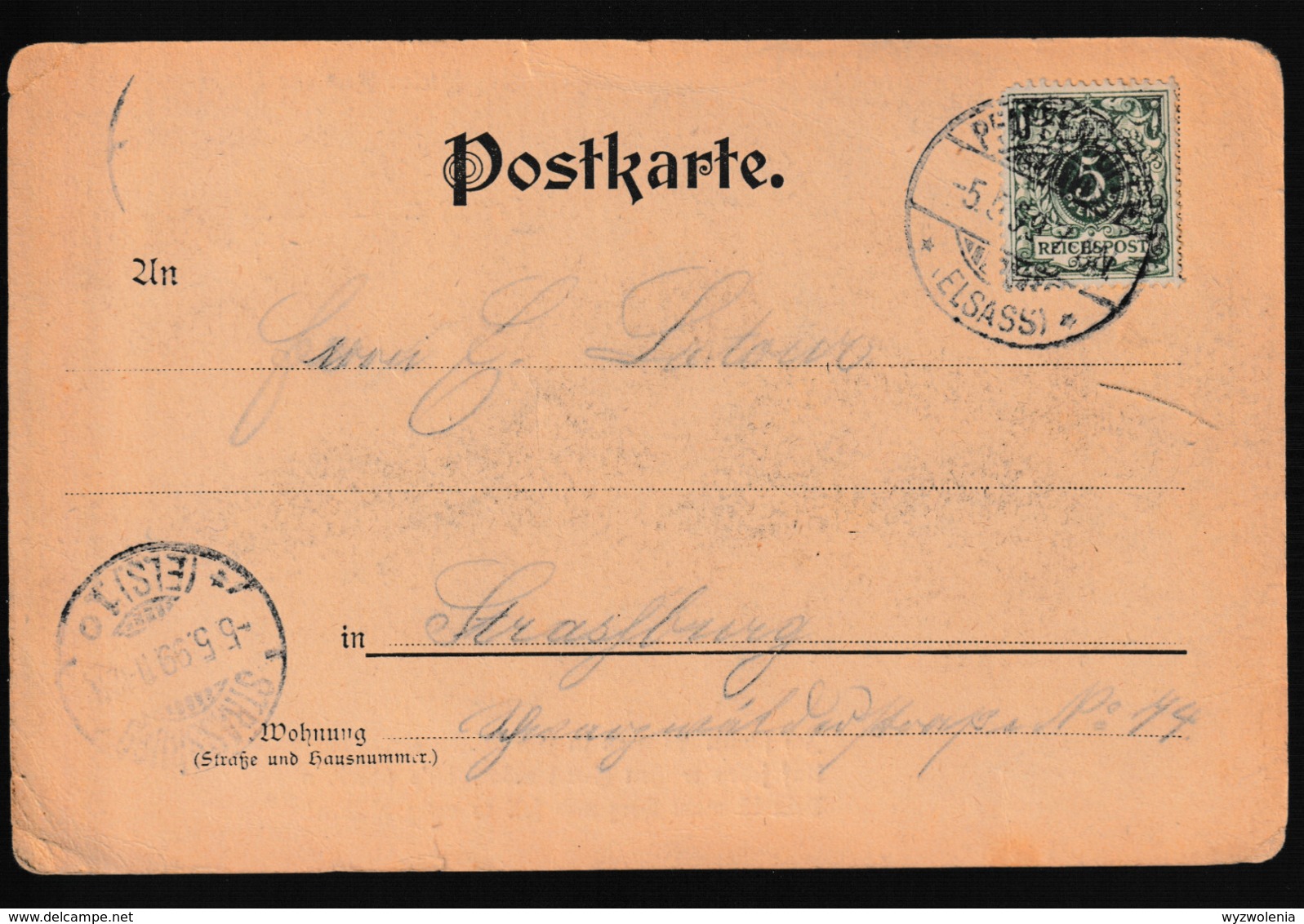 N 422) DR 5.5.1899 Mi# 46 EF Pfufenhotte ? (Elsass) - Strassburg: Poesie-Karte "Ich Schnitt' Es Gern In Jede Rinde Ein - Briefe U. Dokumente