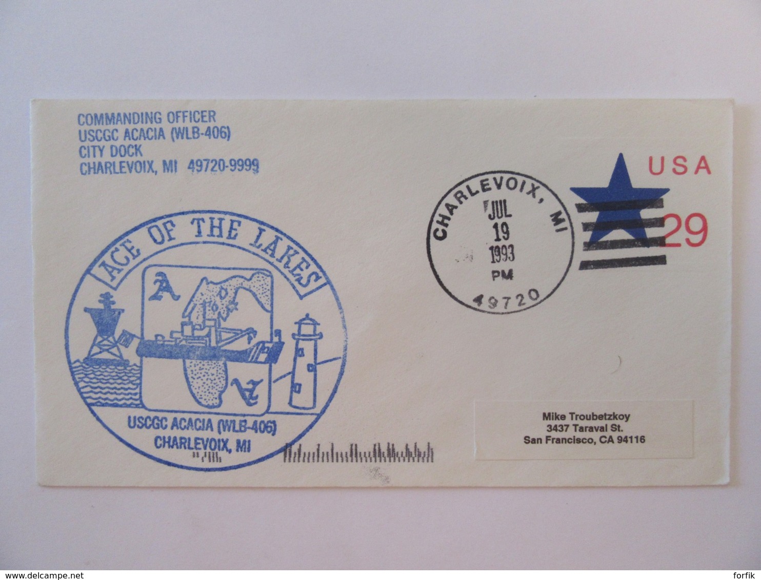 Etats-Unis / USA - Entier Postal (enveloppe) USPS 1991 - Charlevoix Vers San Francisco - Age Of The Lakes - 1981-00