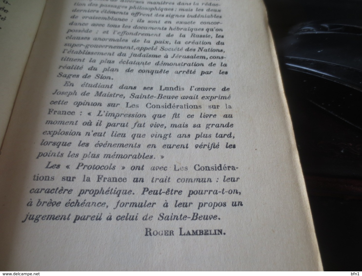 "PROTOCOLS"  DES SAGES DE SION- 1937- Préface De Roger LAMBELIN - Esotérisme