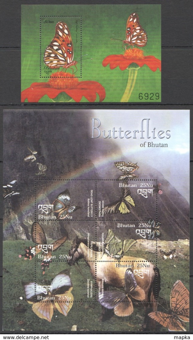 X504 BHUTAN FAUNA BUTTERFLIES OF BHUTAN 1KB+1BL MNH - Farfalle