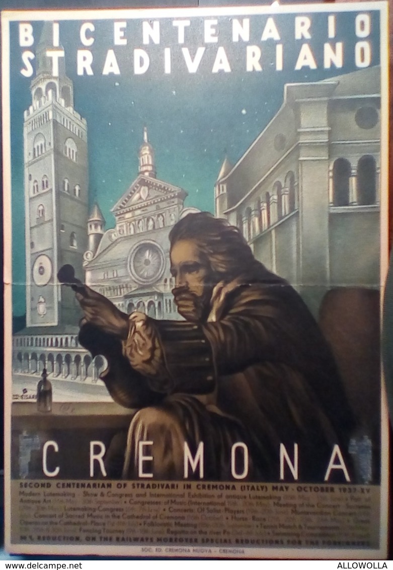 5161 "BICENTENARIO STRADIVARIANO-CREMONA-1937"LOCANDINA PUBBLICITARIA-CROMOLITOGRAFIA SU CARTONCINO-ORIGINALE - Artis Historia