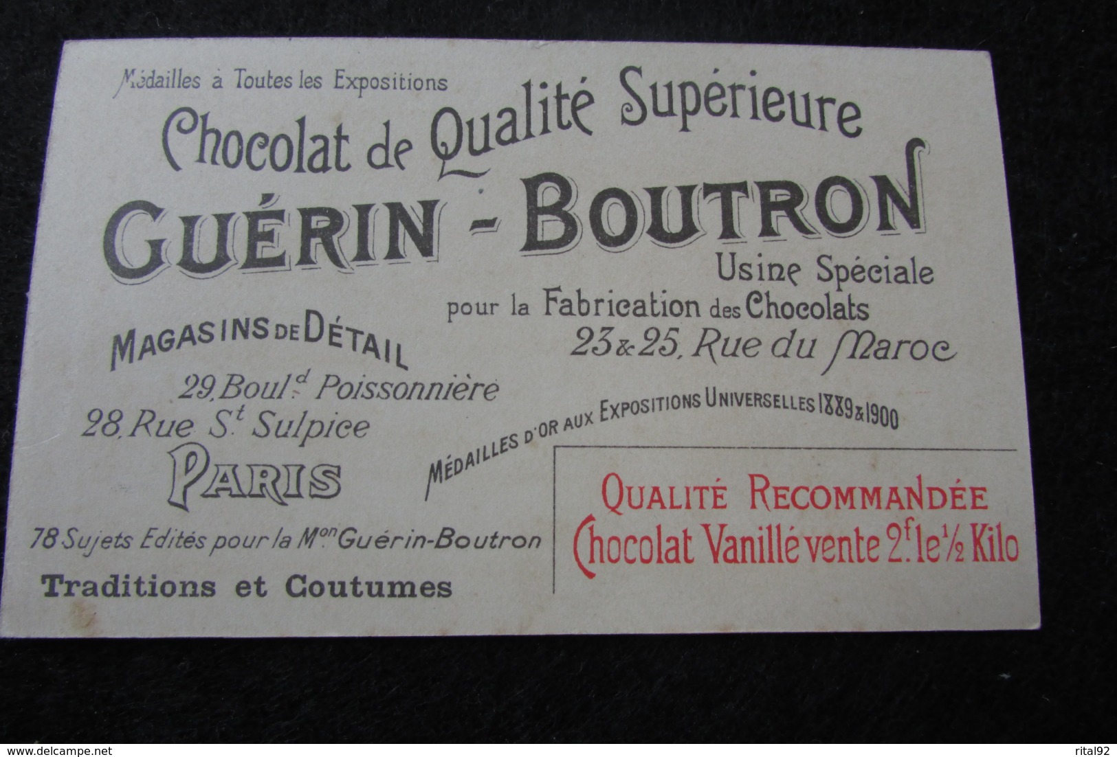 Chocolat GUERIN BOUTRON : Chromo Série "Traditions Et Coutumes" - Guérin-Boutron