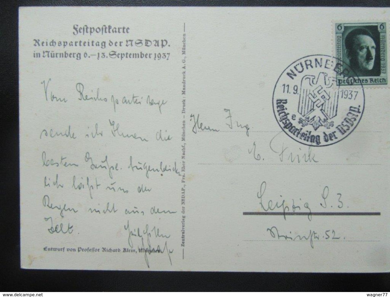 Postkarte Propaganda Reichsparteitag Nürnberg - Briefe U. Dokumente